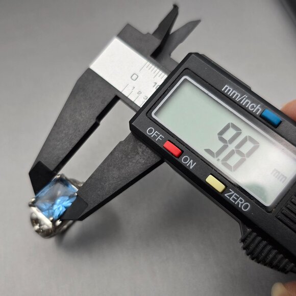 Sterling Silver Blue Sapphire Cathedral Ring Size 6 Scrolled Heart 7.43g Signed - Picture 12 of 13